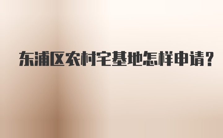 东浦区农村宅基地怎样申请？