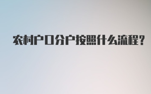 农村户口分户按照什么流程？