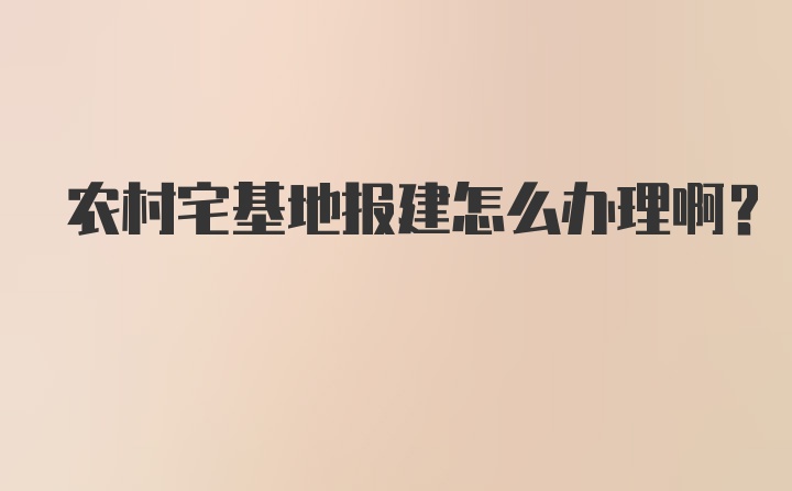 农村宅基地报建怎么办理啊?