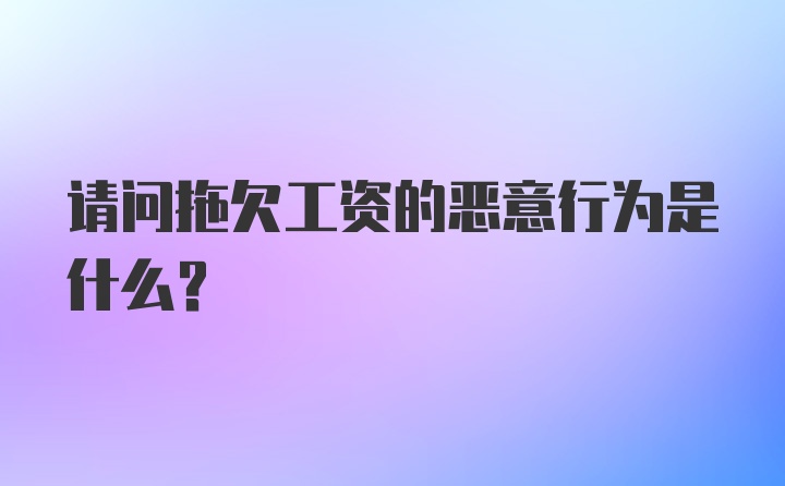 请问拖欠工资的恶意行为是什么？