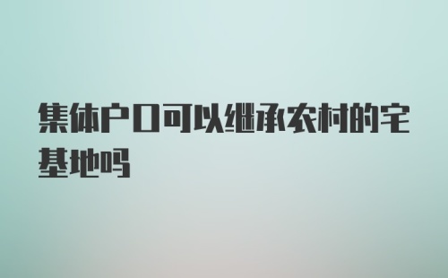 集体户口可以继承农村的宅基地吗