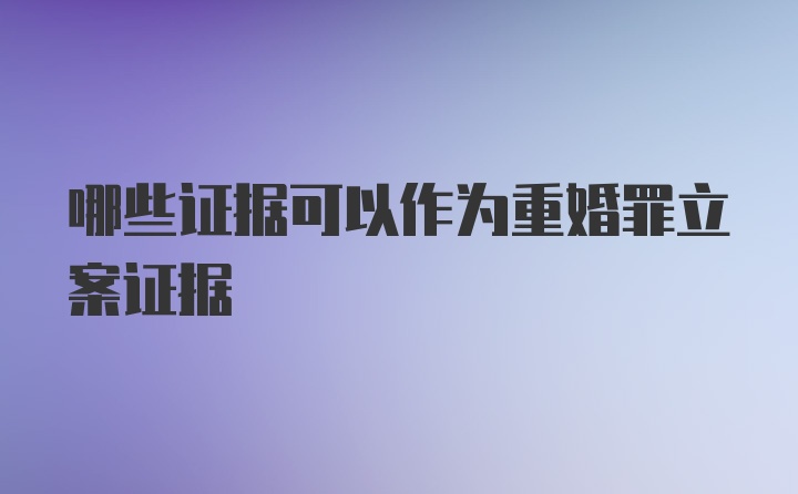 哪些证据可以作为重婚罪立案证据