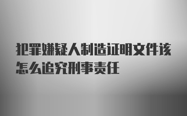 犯罪嫌疑人制造证明文件该怎么追究刑事责任