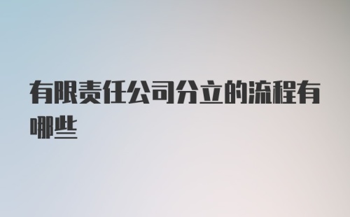 有限责任公司分立的流程有哪些