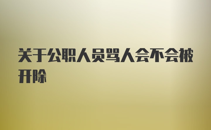 关于公职人员骂人会不会被开除