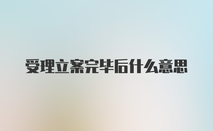 受理立案完毕后什么意思