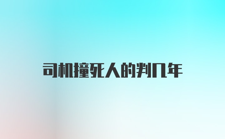 司机撞死人的判几年