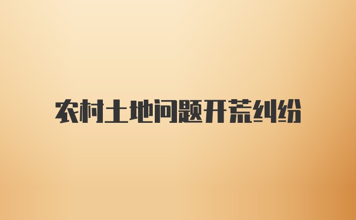 农村土地问题开荒纠纷