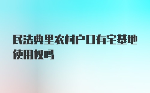 民法典里农村户口有宅基地使用权吗