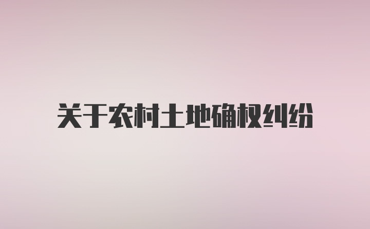 关于农村土地确权纠纷