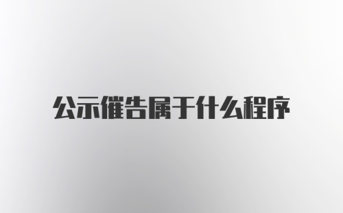 公示催告属于什么程序