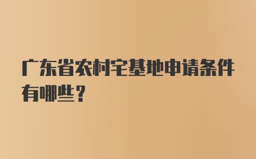 广东省农村宅基地申请条件有哪些？