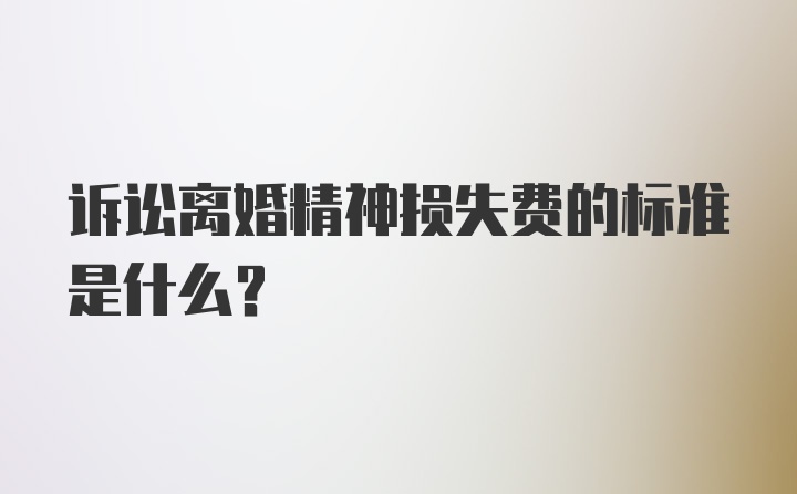 诉讼离婚精神损失费的标准是什么?