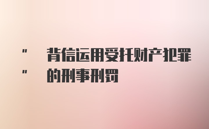 " 背信运用受托财产犯罪" 的刑事刑罚