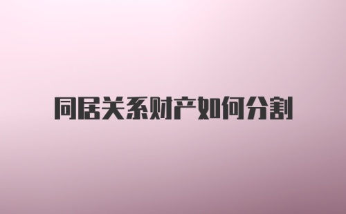 同居关系财产如何分割