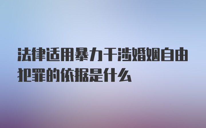 法律适用暴力干涉婚姻自由犯罪的依据是什么