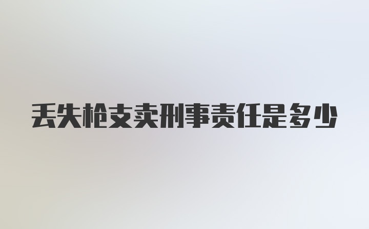 丢失枪支卖刑事责任是多少