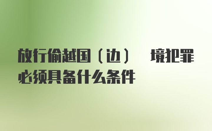 放行偷越国(边) 境犯罪必须具备什么条件