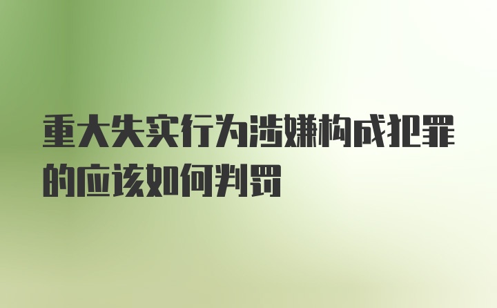 重大失实行为涉嫌构成犯罪的应该如何判罚