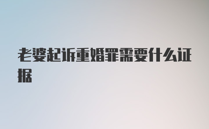 老婆起诉重婚罪需要什么证据