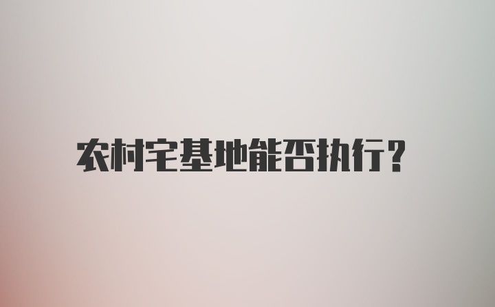 农村宅基地能否执行？