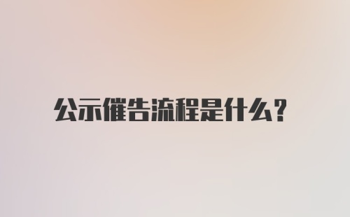 公示催告流程是什么？