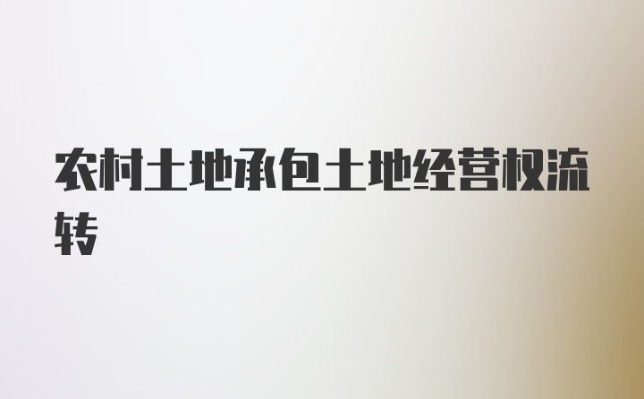 农村土地承包土地经营权流转