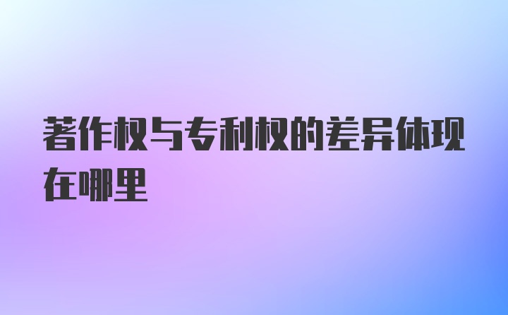 著作权与专利权的差异体现在哪里