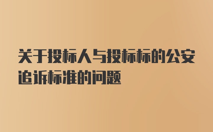 关于投标人与投标标的公安追诉标准的问题