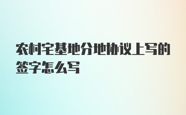 农村宅基地分地协议上写的签字怎么写