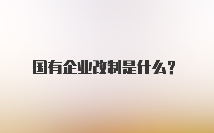 国有企业改制是什么？