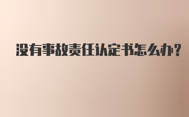 没有事故责任认定书怎么办？