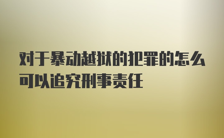 对于暴动越狱的犯罪的怎么可以追究刑事责任