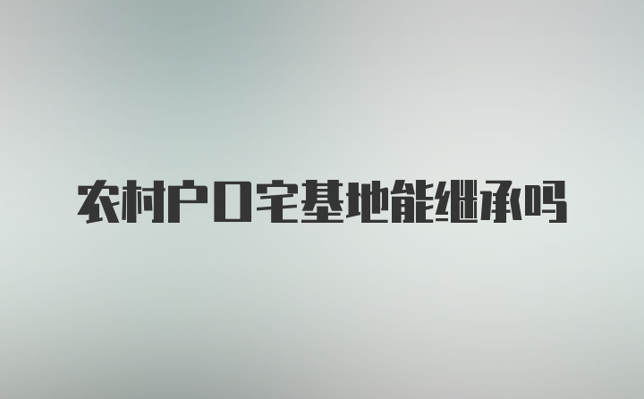 农村户口宅基地能继承吗