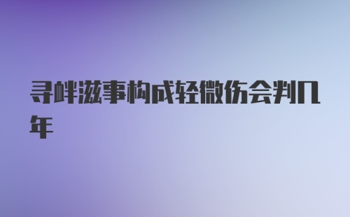 寻衅滋事构成轻微伤会判几年