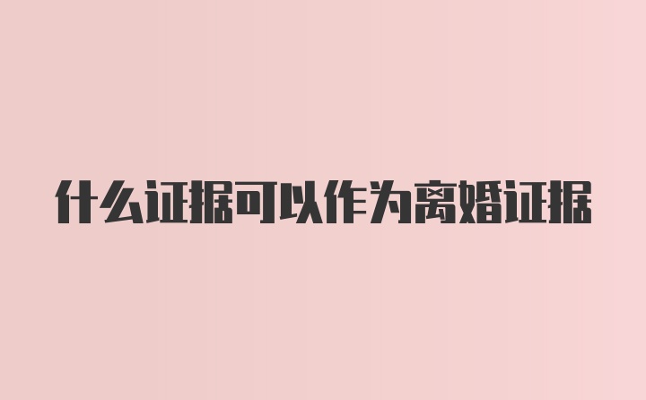 什么证据可以作为离婚证据