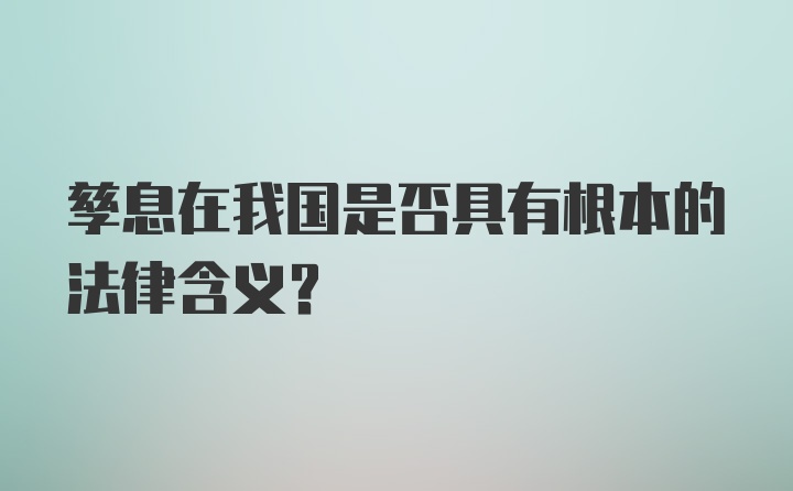 孳息在我国是否具有根本的法律含义?