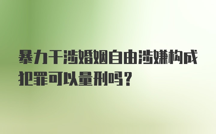 暴力干涉婚姻自由涉嫌构成犯罪可以量刑吗？