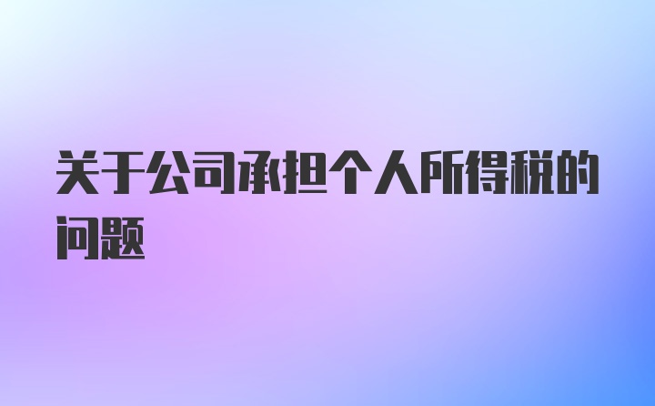 关于公司承担个人所得税的问题