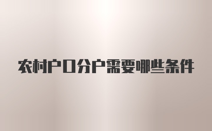 农村户口分户需要哪些条件