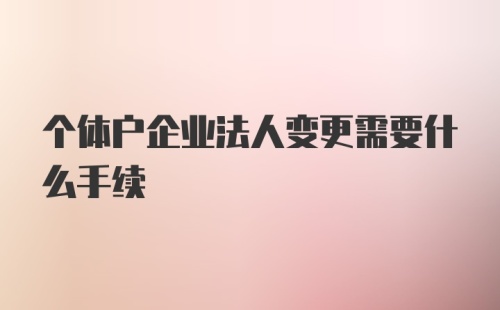 个体户企业法人变更需要什么手续