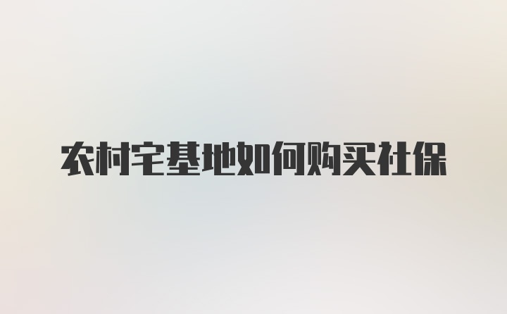 农村宅基地如何购买社保