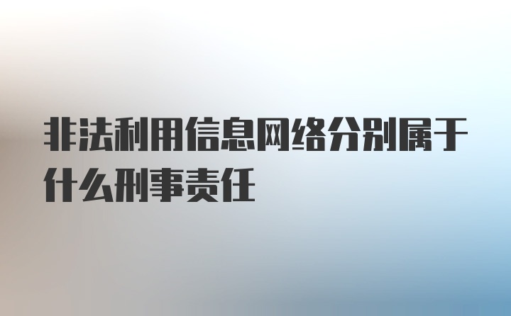 非法利用信息网络分别属于什么刑事责任