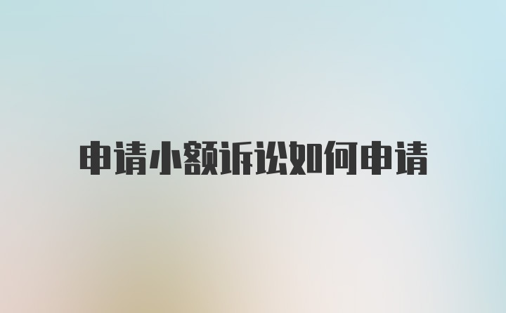 申请小额诉讼如何申请