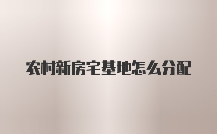 农村新房宅基地怎么分配