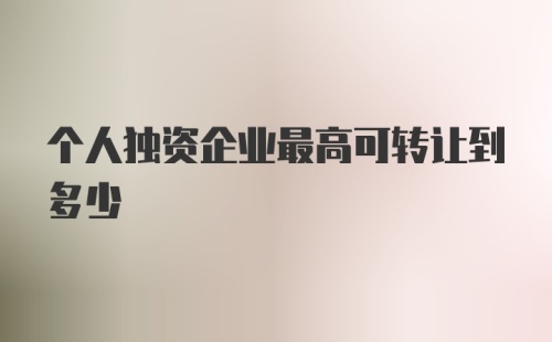 个人独资企业最高可转让到多少