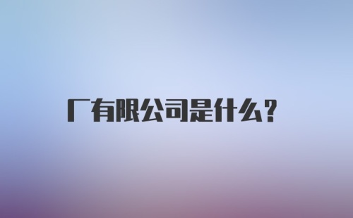 厂有限公司是什么？