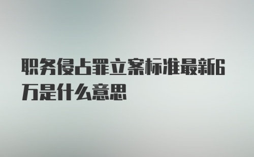 职务侵占罪立案标准最新6万是什么意思