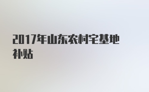 2017年山东农村宅基地补贴