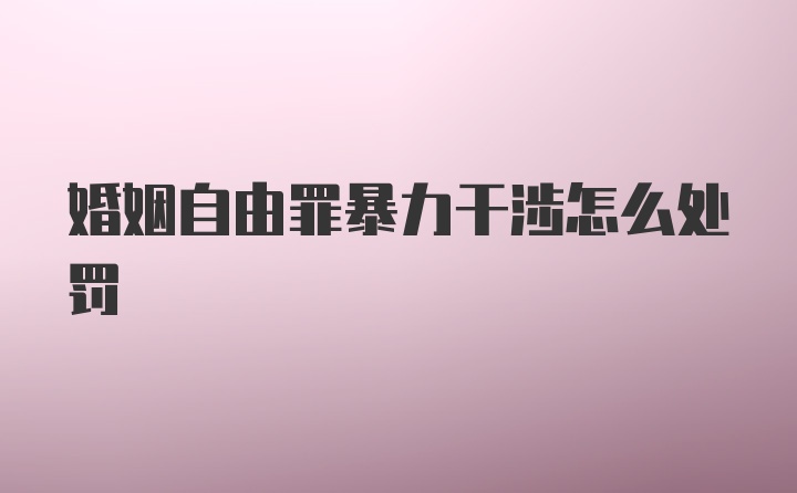 婚姻自由罪暴力干涉怎么处罚